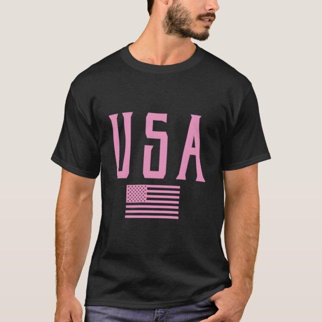 Usa American Flag Text K Print T-Shirt (Front)