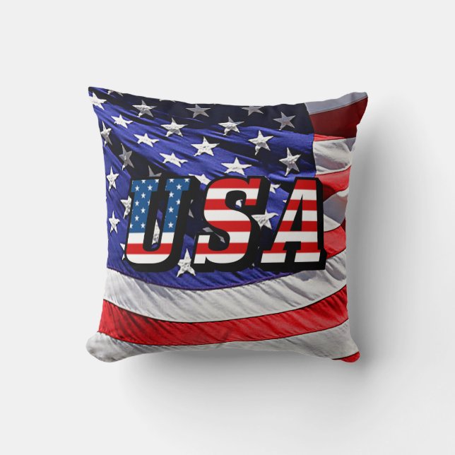 USA - American Flag Throw Pillow (Front)