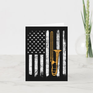 Usa American Flag Trombone - Trombonist Music Love Card