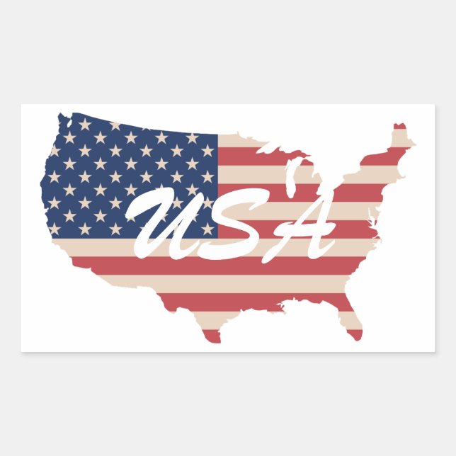 USA American Flag United States Map July 4th Sticker (Front)