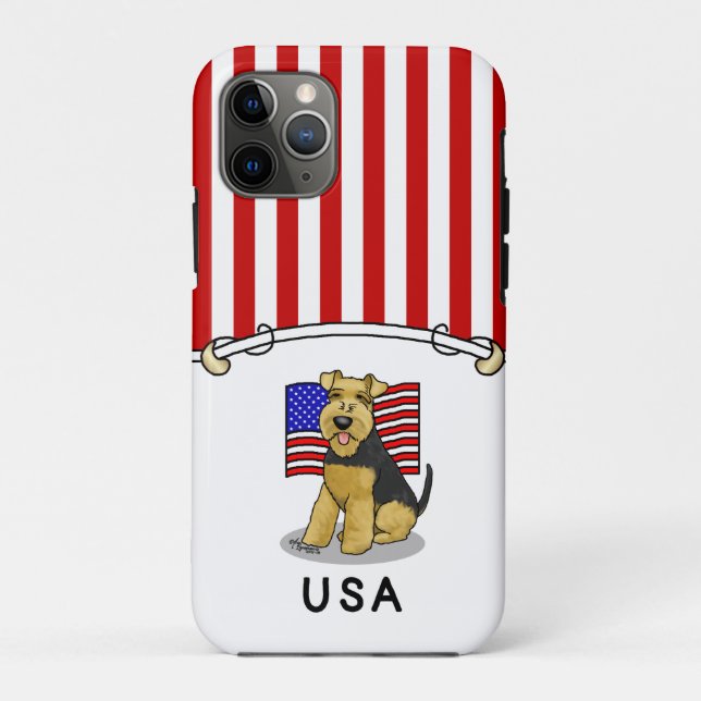 USA American Flag Welsh Terrier Dog - Cute Case-Mate iPhone Case (Back)