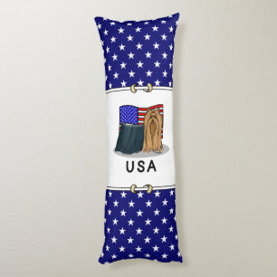 USA American Flag Yorkshire Terrier (Yorkie) Dog Body Pillow