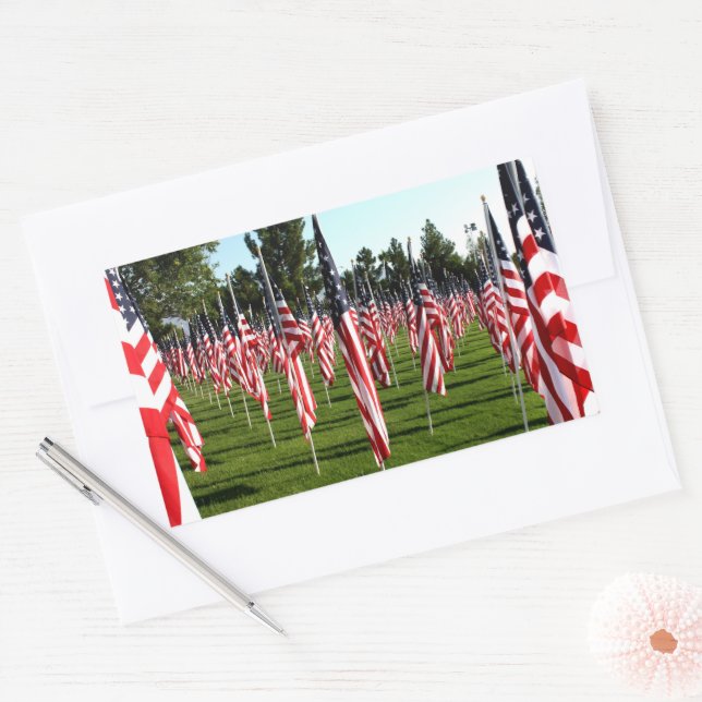 USA American Flags Memorial Sticker (Envelope)