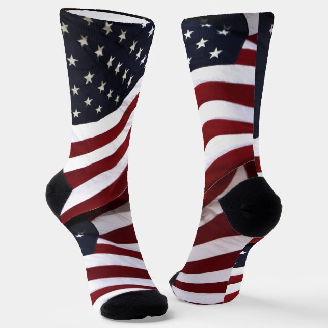 USA American Flags Patriotic Socks (Angled)