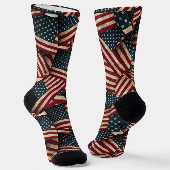 USA American Flags Patriotic Socks (Angled)