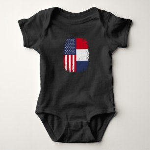 USA American France French Flag Baby Bodysuit