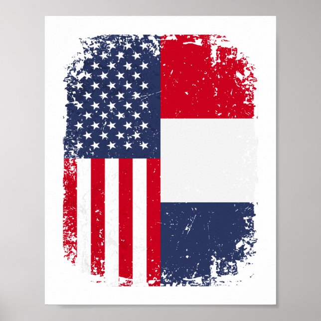 USA American France French Flag Poster (Front)