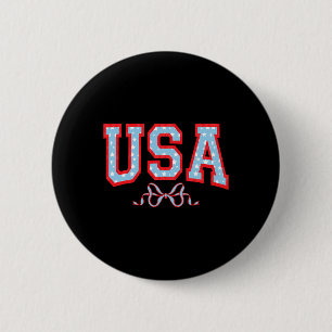 Usa American Girl Patriotic July 4th Women Boys 2 Inch Round Button