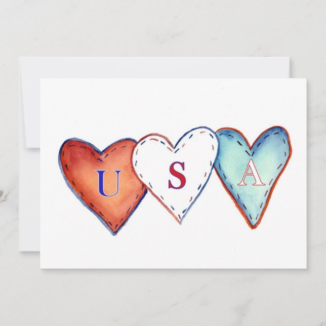 USA American Hearts Invite (Front)