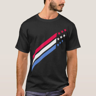 Usa American Patriotic Red White Blue Stars  Strip T-Shirt