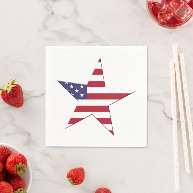 USA American Star with Stars and Stripes Patriotic Napkin (Insitu)