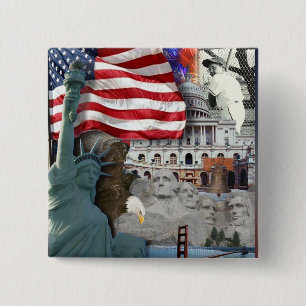 USA  American Symbols 2 Inch Square Button