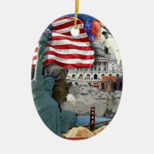 USA American Symbols Ceramic Ornament