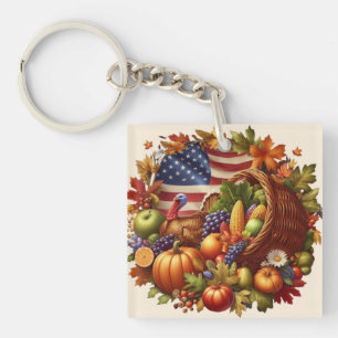 USA/American/Thanksgiving turkey wreath Keychain