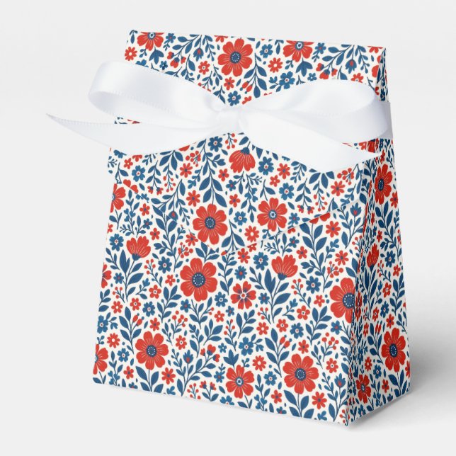 USA/American themed floral pattern Favor Box (Front Side)