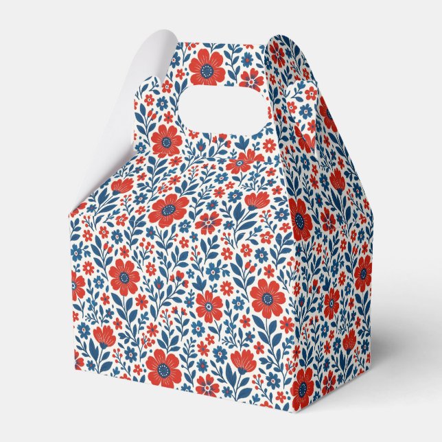 USA/American themed floral pattern Favor Box (Front Side)
