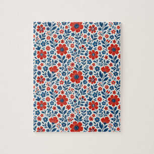 USA/American themed floral pattern Jigsaw Puzzle