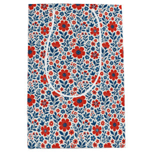 USA/American themed floral pattern Medium Gift Bag