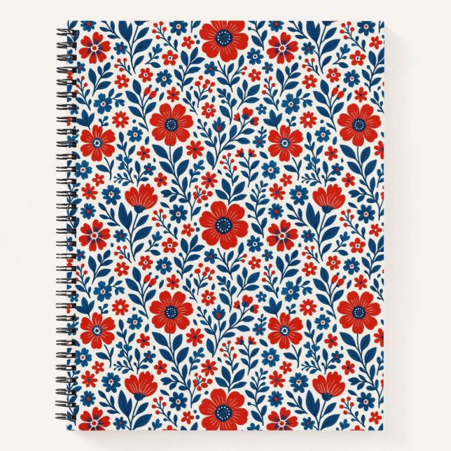 USA/American themed floral pattern Notebook (Front)