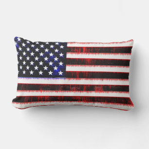 USA - American United States flag, oozed carved Lumbar Pillow