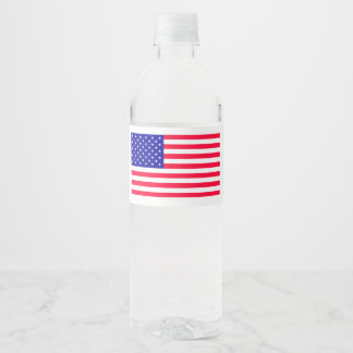 USA American US Flag Water Bottles Labels