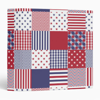 USA Americana Patchwork Red White & Blue Binder