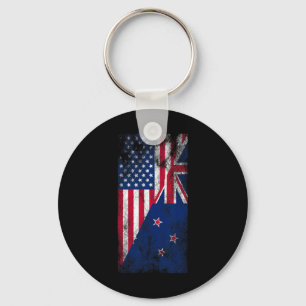Usa & New Zealand Flags - Us Of America Kiwi, Keychain