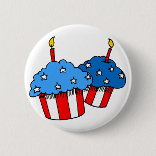 USA-An American Cupcake Birthday 2 Inch Round Button
