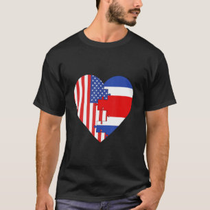 USA and Costa Rica Flags Heart T-Shirt