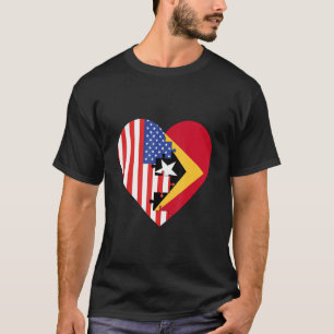 USA and East Timor Flags Heart T-Shirt