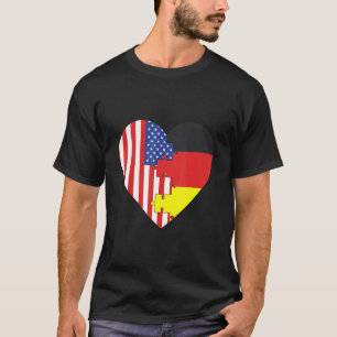 USA and Germany Flags Heart T-Shirt