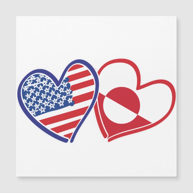 USA and Greenland Flag Hearts (Front)