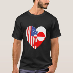 USA and Greenland Flags Heart T-Shirt