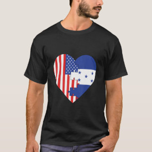 USA and Honduras Flags Heart T-Shirt