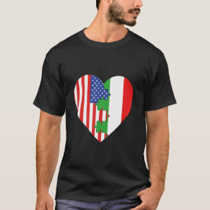 USA and Italy Flags Heart T-Shirt