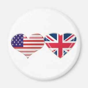 USA and UK Heart Flag Design Magnet