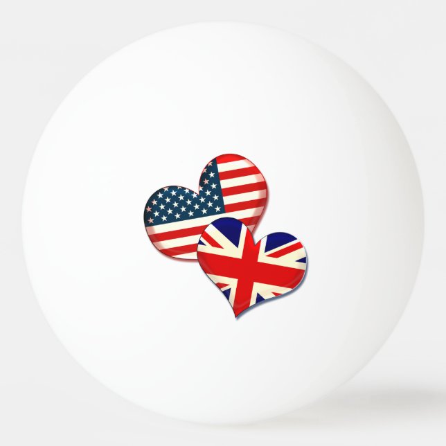 USA and UK hearts Ping Pong Ball (Front)