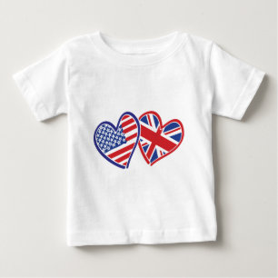 USA and UK In Hearts Showing the Love Baby T-Shirt