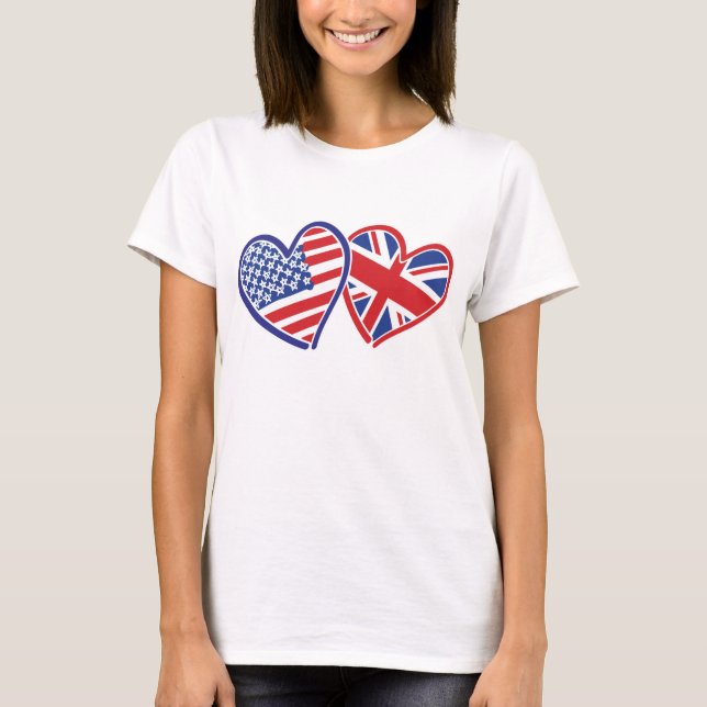 USA and UK Loving Hearts T-Shirt (Front)