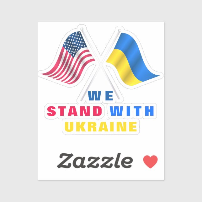 USA and Ukrainian Flags Support Ukraine Sticker (Sheet)