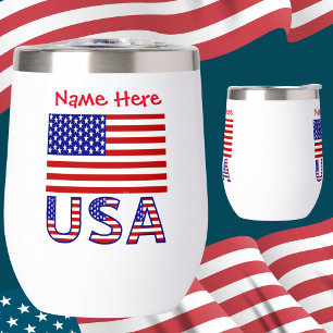 USA and United States America Flag Red Personalize