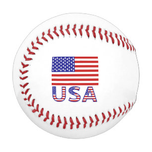 USA and United States America Flag with Your Name Baseball