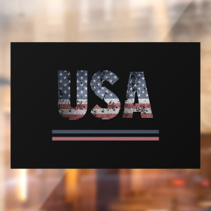 *~* USA AP16 Black Flag Grunge Patriotic American Window Cling