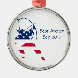 USA Archery American flag Metal Ornament