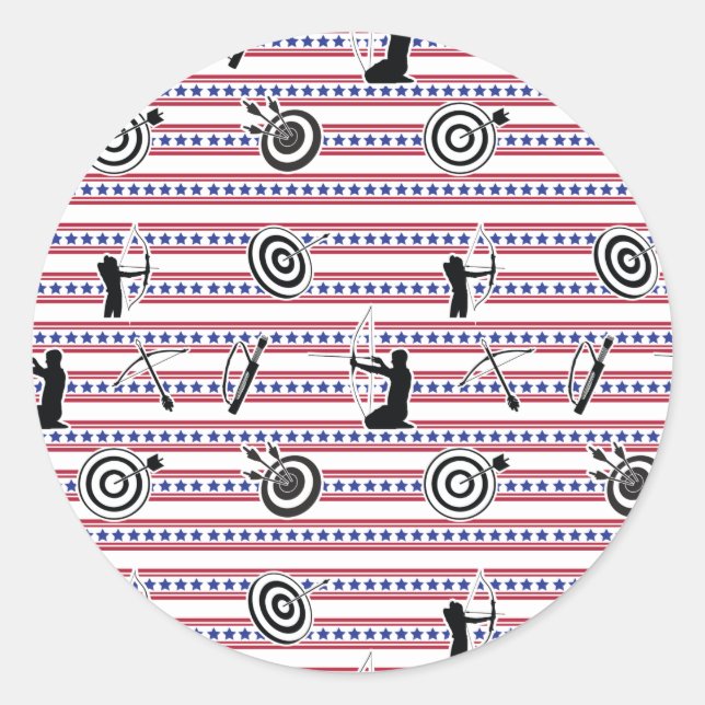 USA Archery Silhouette Pattern Classic Round Sticker (Front)