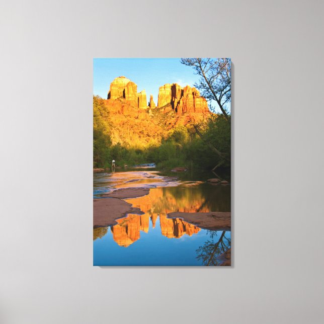 USA, Arizona. Cathedral Rock At Sunset Canvas Print (Front)