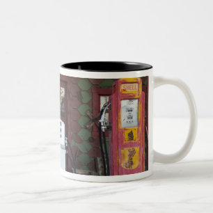 USA, Arizona. Chloride Ghost Town, old gas Two-Tone Coffee Mug