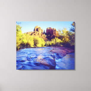 USA, Arizona, Sedona. Cathedral Rock reflecting 2 Canvas Print