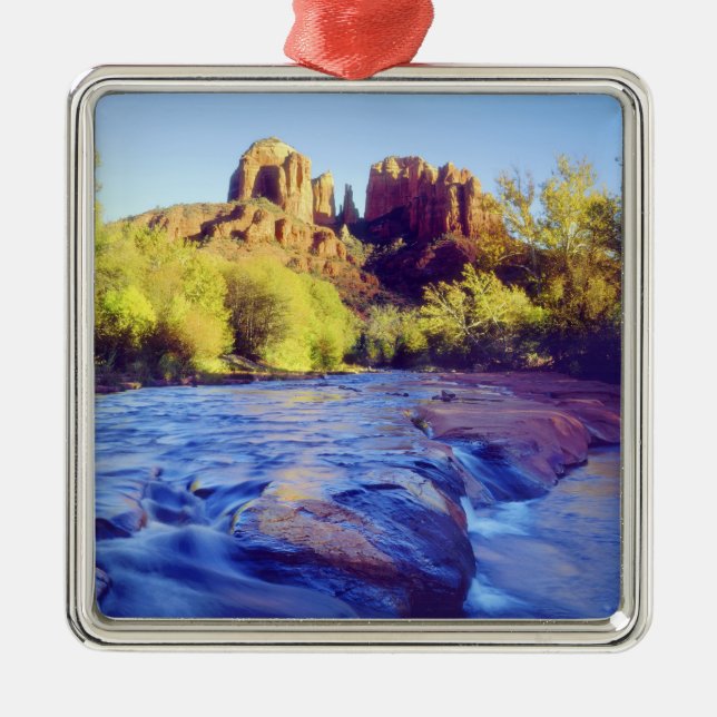 USA, Arizona, Sedona. Cathedral Rock reflecting 2 Metal Ornament (Front)