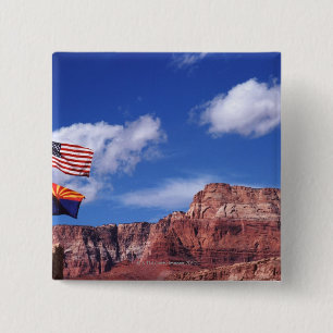 USA, Arizona, Tow flags in Grand Canyon National 2 Inch Square Button